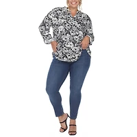 White Mark Womens Split Crew Neck Long Sleeve Tunic Top