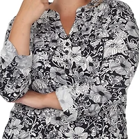 White Mark Womens Split Crew Neck Long Sleeve Tunic Top