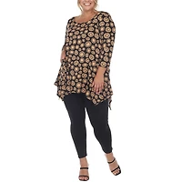 White Mark Womens Boat Neck 3/4 Sleeve Tunic Top