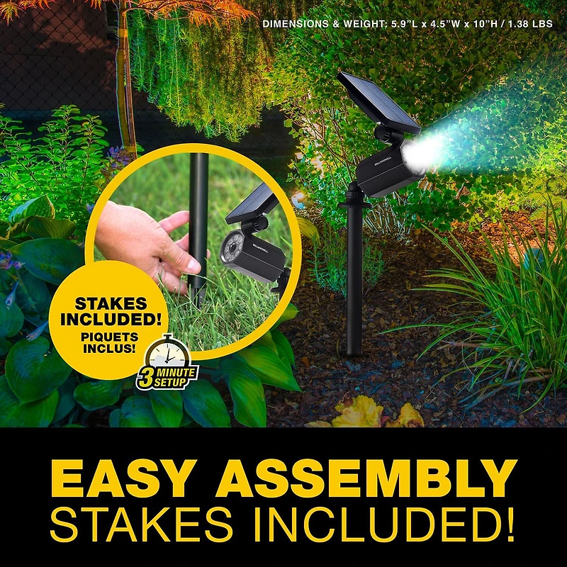 Bell + Howell Bionic Spotlight Deluxe Solar Powered Motion Activated 50% Brighter Outdoor Spotlight