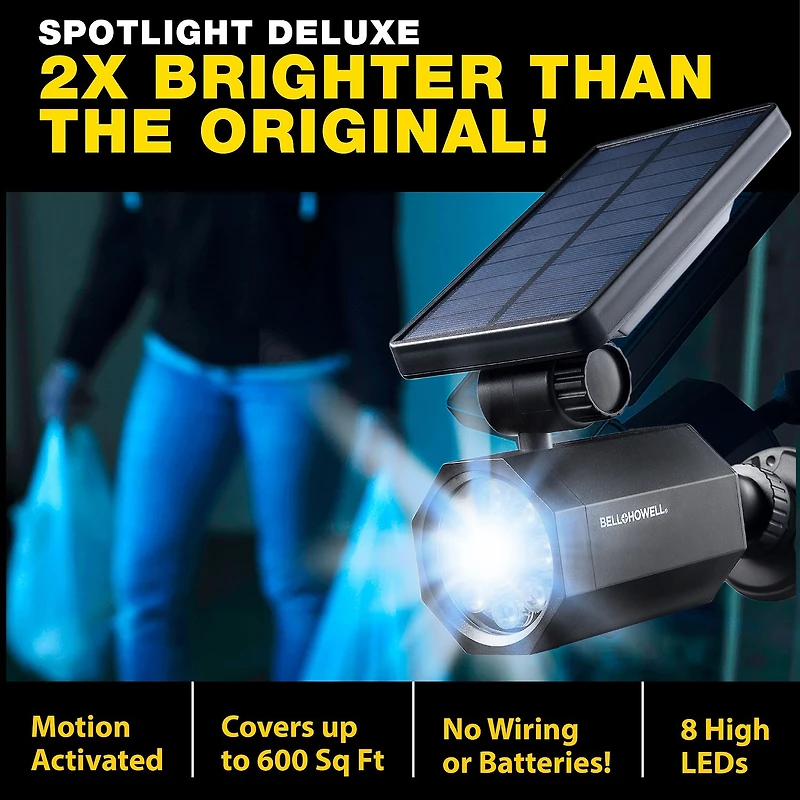Bell + Howell Bionic Spotlight Deluxe Solar Powered Motion Activated 50% Brighter Outdoor Spotlight