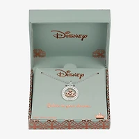 Disney Classics Womens Crystal Pure Silver Over Brass Crown 18 Inch Pendant Necklace