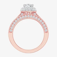 (G-H / Si1-Si2) Womens 1 7/8 CT. T.W. Lab Grown White Diamond 14K Gold Pear Side Stone Halo Engagement Ring