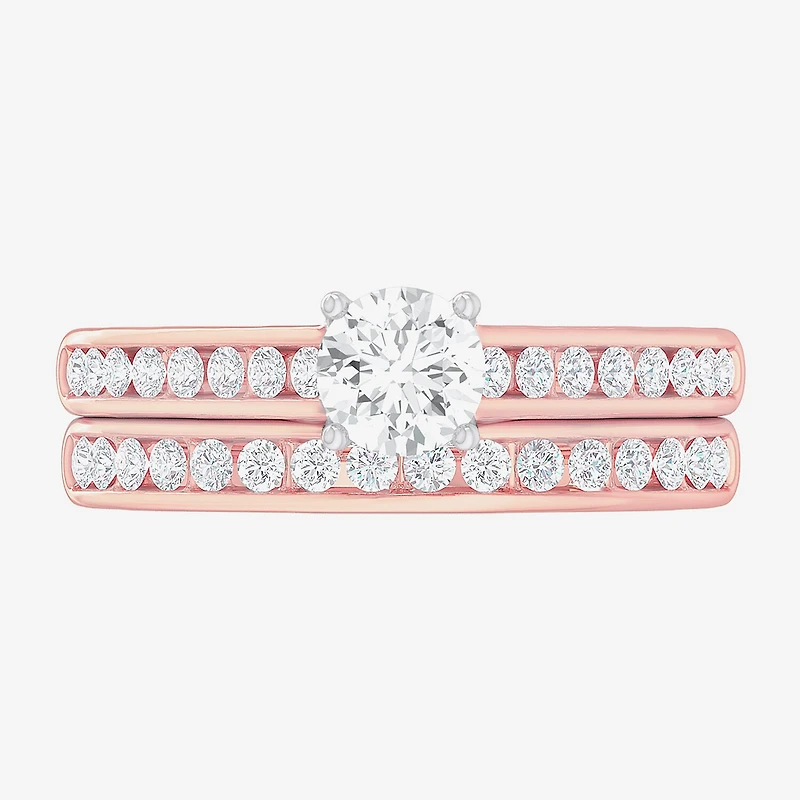 G-H / Si1-Si2) Womens / CT. T.W. Lab Grown White Diamond 14K Gold Round Side Stone Bridal Set