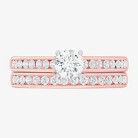 G-H / Si1-Si2) Womens / CT. T.W. Lab Grown White Diamond 14K Gold Round Side Stone Bridal Set