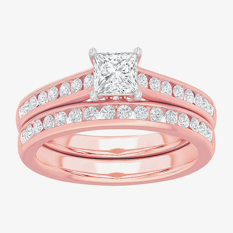 G-H / Si1-Si2) Womens / CT. T.W. Lab Grown White Diamond 14K Gold Side Stone Bridal Set