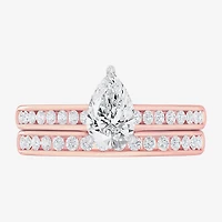 G-H / Si1-Si2) Womens / CT. T.W. Lab Grown White Diamond 14K Gold Pear Side Stone Bridal Set