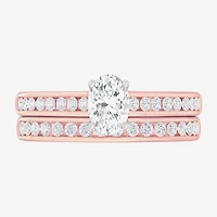 G-H / Si1-Si2) Womens / CT. T.W. Lab Grown White Diamond 14K Gold Oval Side Stone Bridal Set