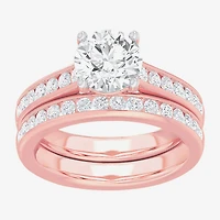 (G-H / Si1-Si2) Womens 3 CT. T.W. Lab Grown White Diamond 14K Gold Round Side Stone Bridal Set