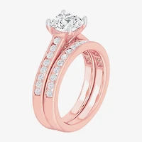 (G-H / Si1-Si2) Womens 3 CT. T.W. Lab Grown White Diamond 14K Gold Round Side Stone Bridal Set