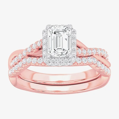 G-H / Si1-Si2) Womens / CT. T.W. Lab Grown White Diamond 14K Gold Side Stone Halo Bridal Set