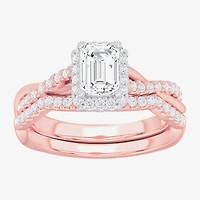 G-H / Si1-Si2) Womens / CT. T.W. Lab Grown White Diamond 14K Gold Side Stone Halo Bridal Set