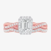 G-H / Si1-Si2) Womens / CT. T.W. Lab Grown White Diamond 14K Gold Side Stone Halo Bridal Set