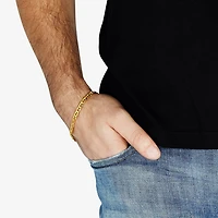 Made in Italy Mens 10K Gold Semisolid Link Chain Bracelet