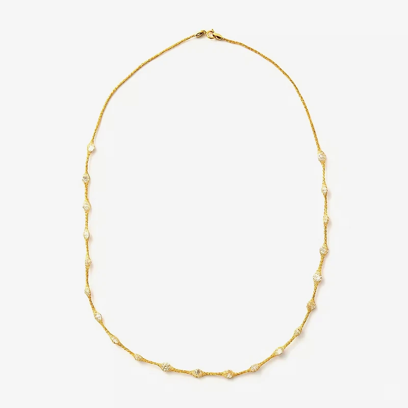 Made in Italy Womens White Cubic Zirconia 10K Gold 18 Inch Pendant Necklace