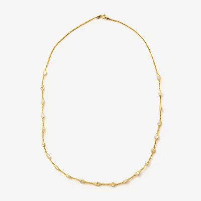 Made in Italy Womens White Cubic Zirconia 10K Gold 18 Inch Pendant Necklace