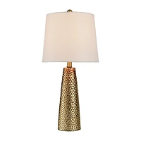 Stylecraft Christy Golden Copper With Brussels White Shade Ceramic Table Lamp
