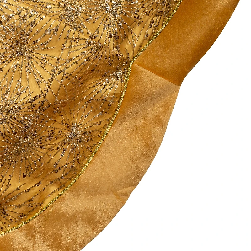 Kurt Adler 60in Gold Velvet And Glitter Indoor Tree Skirt