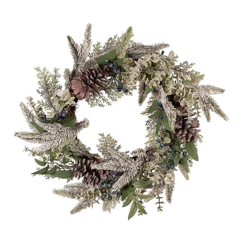 Kurt Adler 24 Inch Unlit Rattan With Blueberries Indoor Christmas Wreath