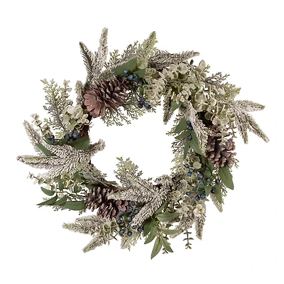 Kurt Adler 24 Inch Unlit Rattan With Blueberries Indoor Christmas Wreath