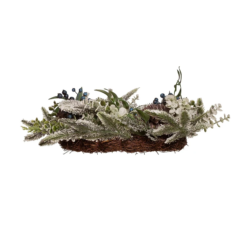 Kurt Adler 24 Inch Unlit Rattan With Blueberries Indoor Christmas Wreath