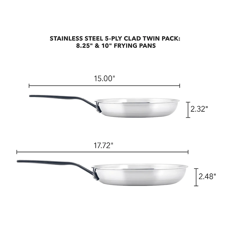 KitchenAid 5-Ply Clad Stainless Steel 2-pc. Frying Pan