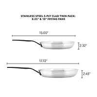 KitchenAid 5-Ply Clad Stainless Steel 2-pc. Frying Pan