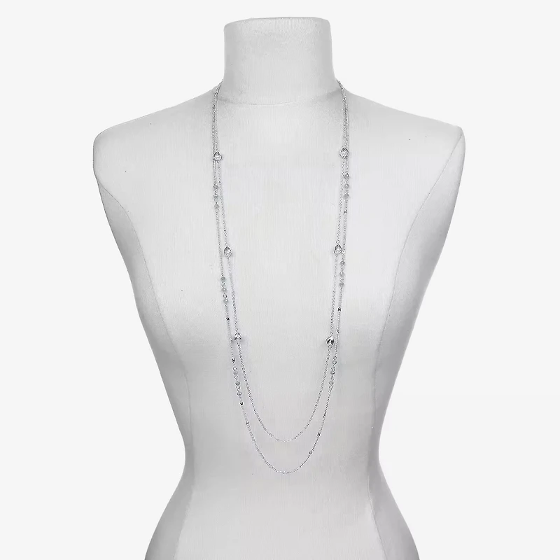 Bijoux Bar Delicates Silver Tone Womens 36 Inch Strand Necklace