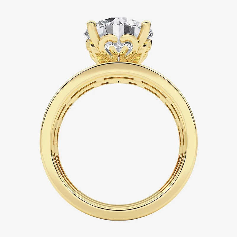 Grown Gorgeous Vs2, F Womens 4 1/4 CT. T.W. Lab White Diamond 14K Gold or Platinum Round Side Stone Bridal Set