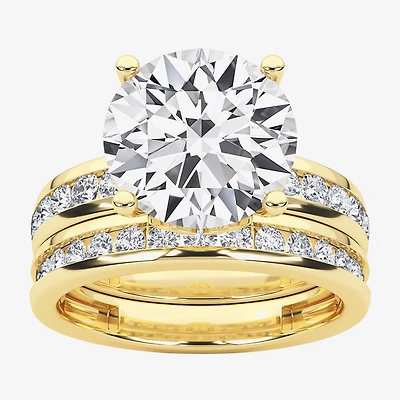 Grown Gorgeous Vs2, F Womens 4 1/4 CT. T.W. Lab White Diamond 14K Gold or Platinum Round Side Stone Bridal Set