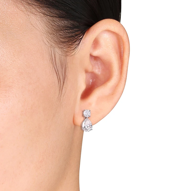 Womens CT. T.W. Lab Created White Moissanite Sterling Silver Drop Earrings