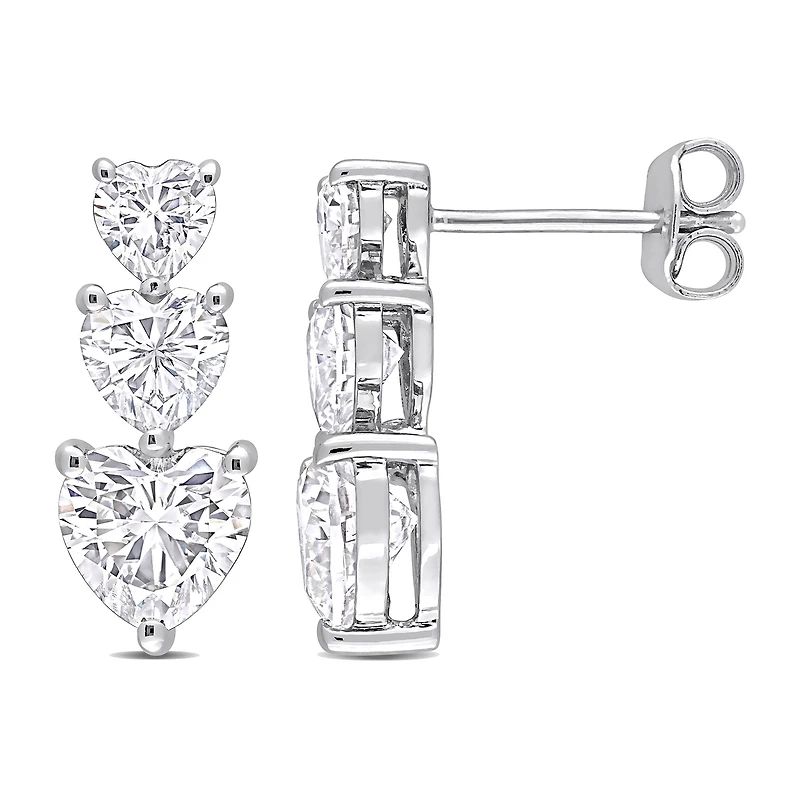 Womens 3 1/2 CT. T.W Lab Created White Moissanite Sterling Silver Drop Earrings