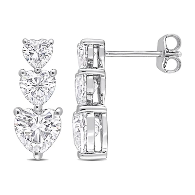 Womens 3 1/2 CT. T.W Lab Created White Moissanite Sterling Silver Drop Earrings