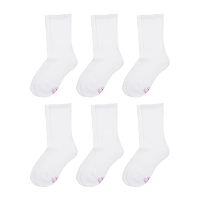 Hanes Ultimate Little & Big Girls 6 Pair Crew Socks
