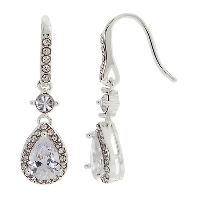Sparkle Allure Womens Cubic Zirconia Pure Silver Over Brass Pear Drop Earrings