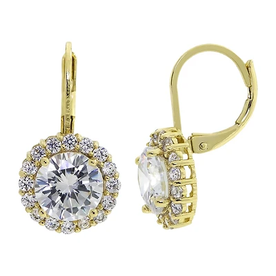Sparkle Allure Womens Crystal 14K Gold Over Brass Round Drop Earrings