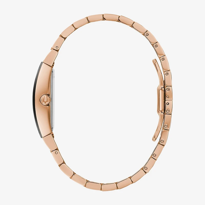 Bulova Modern Gemini Womens Diamond Accent Rose Goldtone Stainless Steel Bracelet Watch 97p158