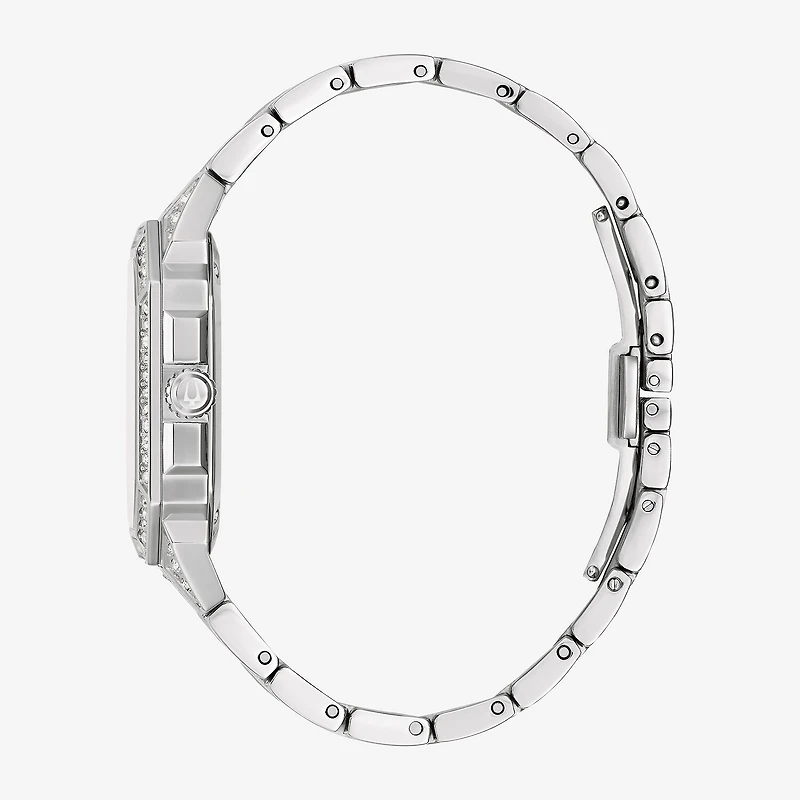 Bulova Octava Mens Crystal Accent Silver Tone Stainless Steel Bracelet Watch 96a285