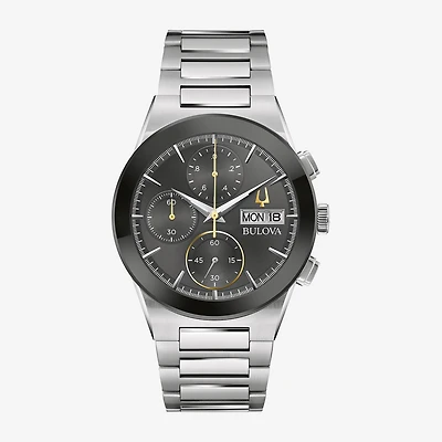 Bulova Modern Millennia Mens Chronograph Silver Tone Stainless Steel Bracelet Watch 96c149