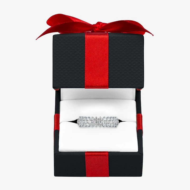 Yes, Please! Womens Lab Created White Sapphire Sterling Silver Band