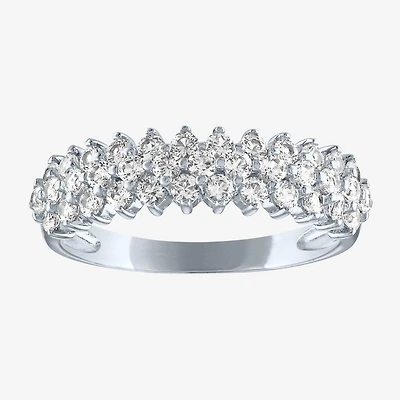 Yes, Please! Womens Lab Created White Sapphire Sterling Silver Band