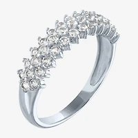 Yes, Please! Womens Lab Created White Sapphire Sterling Silver Band