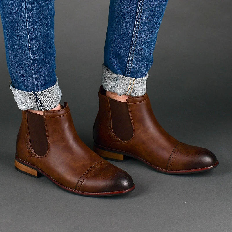 Vance Co Mens Garrett Block Heel Chelsea Boots