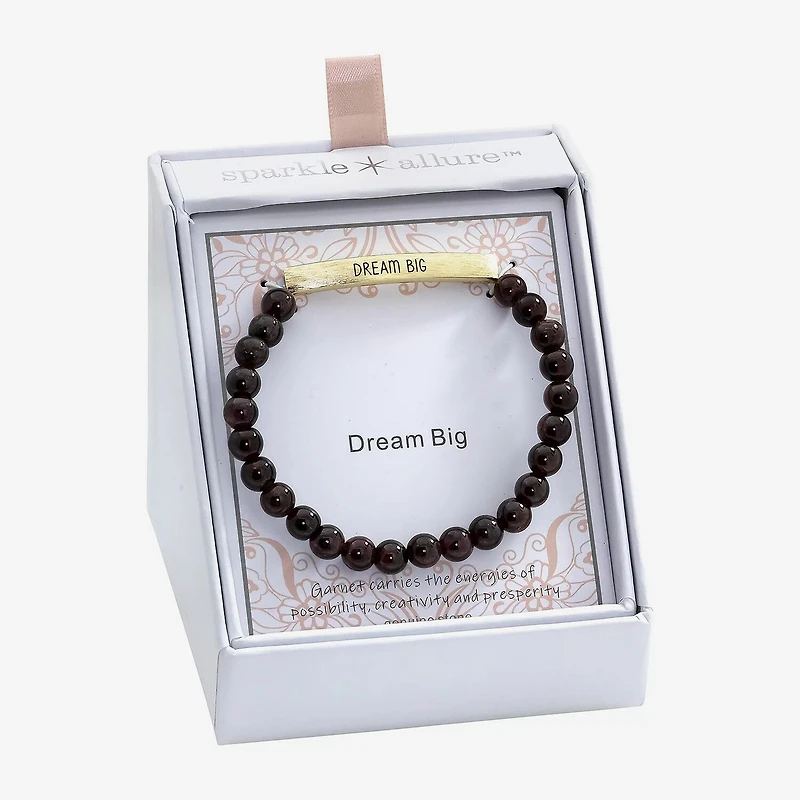Sparkle Allure Empowerment Womens Red Garnet 14K Gold Over Brass Bar Beaded Bracelet