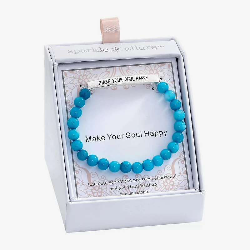Sparkle Allure Empowerment Larimar Womens Blue Bar Beaded Bracelet