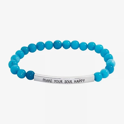 Sparkle Allure Empowerment Larimar Womens Blue Bar Beaded Bracelet
