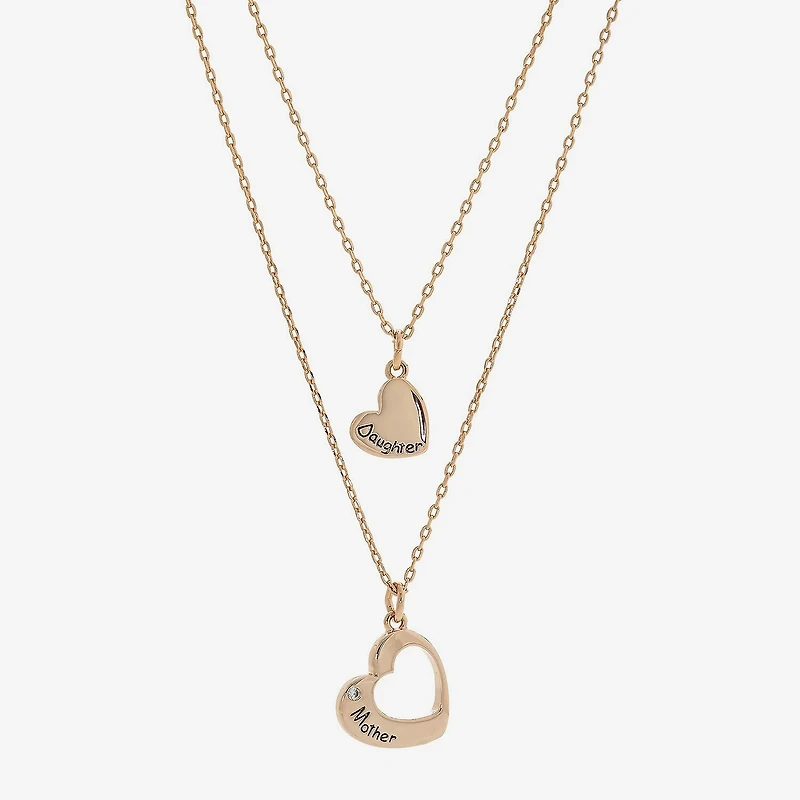 Sparkle Allure Womens Cubic Zirconia 18K Rose Gold Over Brass Heart 2-pc. Necklace Set