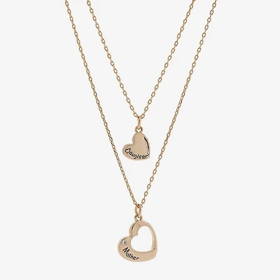 Sparkle Allure Womens Cubic Zirconia 18K Rose Gold Over Brass Heart 2-pc. Necklace Set
