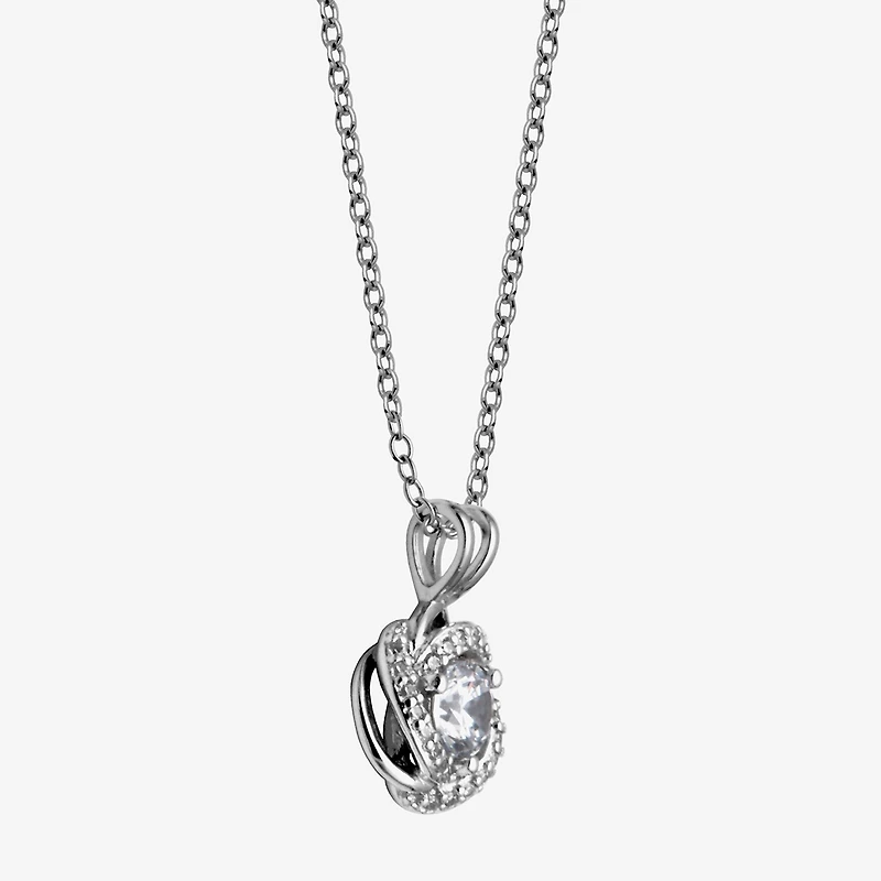Womens 5/8 CT. T.W. Cubic Zirconia Platinum Over Silver Knot 18 Inch Pendant Necklace