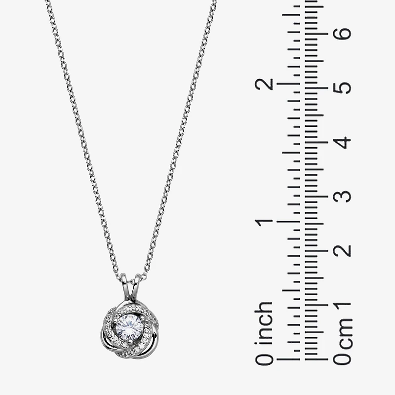 Womens 5/8 CT. T.W. Cubic Zirconia Platinum Over Silver Knot 18 Inch Pendant Necklace
